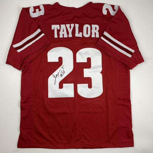 Autographed/Signed Jonathan Taylor Wisconsin Red College Football Jersey JSA COA