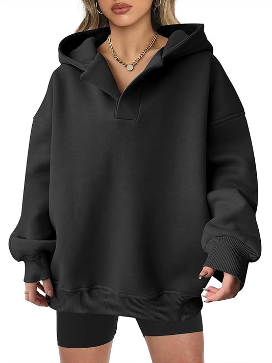 ANRABESS Womens Hoodies Oversized V Neck Sweatshirts Long Sleeve Pullover Casual Fall Teen Girls Preppy Clothes 2025 Trendy