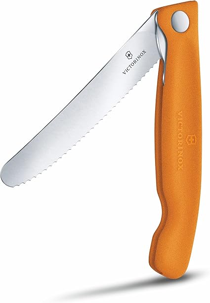 Victorinox Swiss Classic Foldable Paring Knife, Wavy Edge Orange 4.3 in