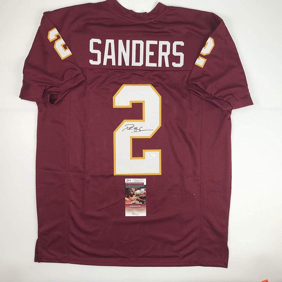 Autographed/Signed Deion Sanders Florida State FSU Maroon College Football Jersey JSA COA