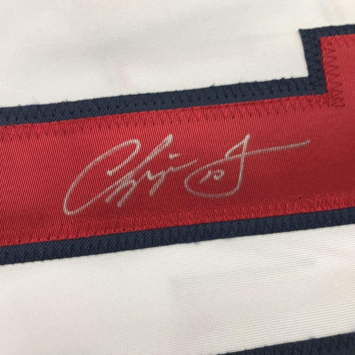 Autographed/Signed Chipper Jones Atlanta White Baseball Jersey PSA/DNA COA