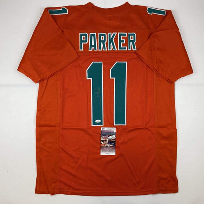 Autographed/Signed Devante Parker Miami Orange Football Jersey JSA COA