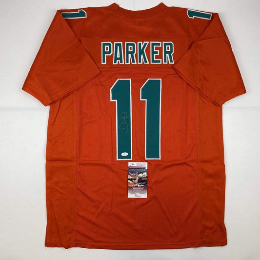 Autographed/Signed Devante Parker Miami Orange Football Jersey JSA COA