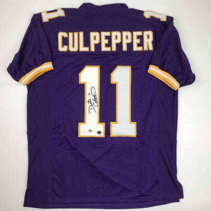 Autographed/Signed Daunte Culpepper Minnesota Purple Football Jersey Schwartz Sports COA Holo Only