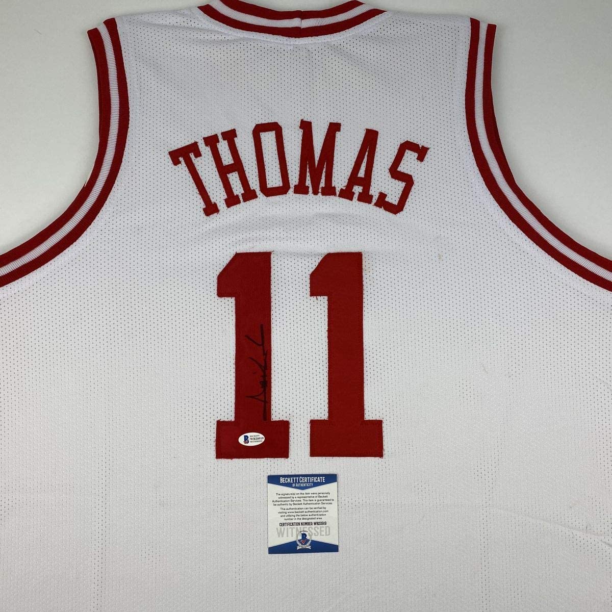 Autographed/Signed Isiah Thomas Indiana White Basketball Jersey Beckett BAS COA