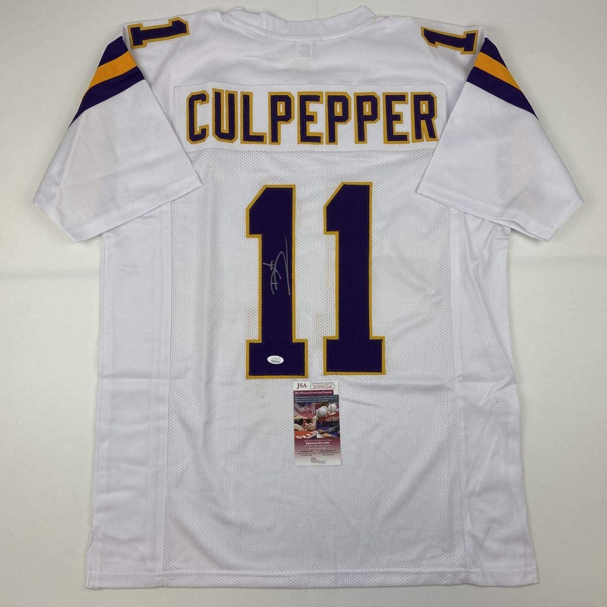 Autographed/Signed Daunte Culpepper Minnesota White Football Jersey JSA COA