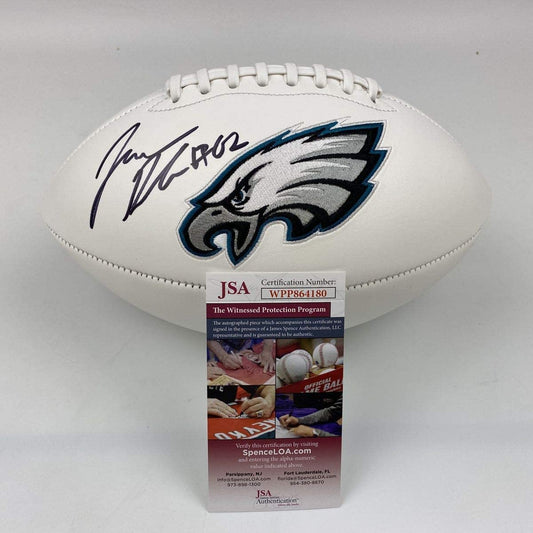 Autographed/Signed Jason Kelce Philadelphia Eagles Full Size F/S White Panel Logo Football PSA/DNA COA