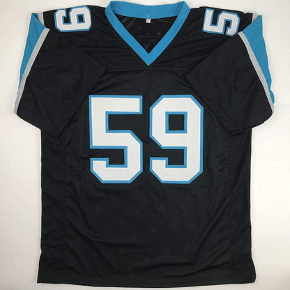 Autographed/Signed Luke Kuechly Carolina Black Football Jersey JSA COA