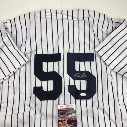 Autographed/Signed Domingo German New York Pinstripe Baseball Jersey JSA COA