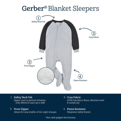Gerber Baby Boys' Toddler Loose Fit Flame Resistant Fleece Footed Pajamas 2-Pack, Brown Lion, 6-9 Months