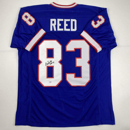 Autographed/Signed Andre Reed HOF 14 Buffalo Blue Football Jersey PSA/DNA COA