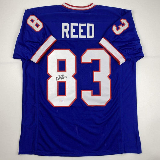 Autographed/Signed Andre Reed HOF 14 Buffalo Blue Football Jersey PSA/DNA COA