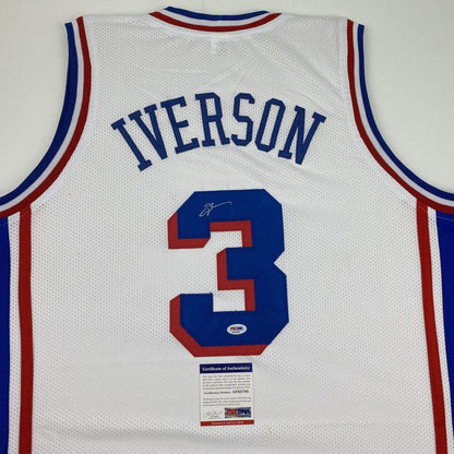 Autographed/Signed Allen Iverson Philadelphia White Current Basketball Jersey PSA/DNA COA