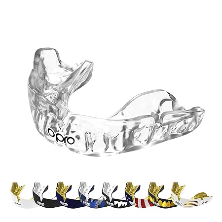 OPRO Instant Custom-Fit Mouth Guard, Dentist-Level Comfort, Protection & Fit - Moldable Mouthguard for Football, Boxing, Rugby, MMA, BJJ, UFC Mouth Piece- Includes Mouth Guard Case (Clear, Adult)