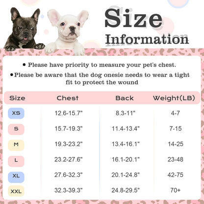 Recovery Suit for Dogs After Surgery Soft Breathable Dog - Pink Leopard XXL