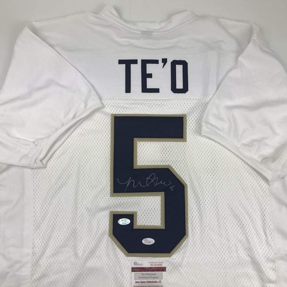Autographed/Signed Manti Teo Te'o Notre Dame White College Football Jersey JSA COA