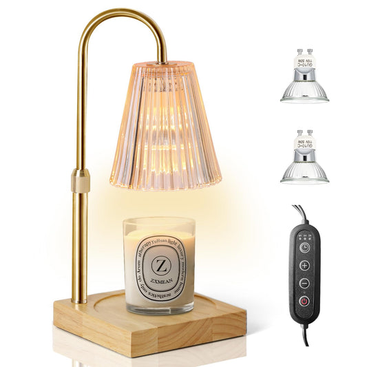 Candle Warmer Lamp with Dimmer, Adjustable Height with 2 Bulbs, (Amber)