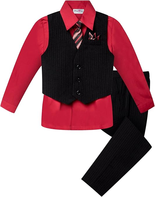 Baby and Big Boy's 4 Piece Pinstripe Vest Suit Set (Size S to 20)