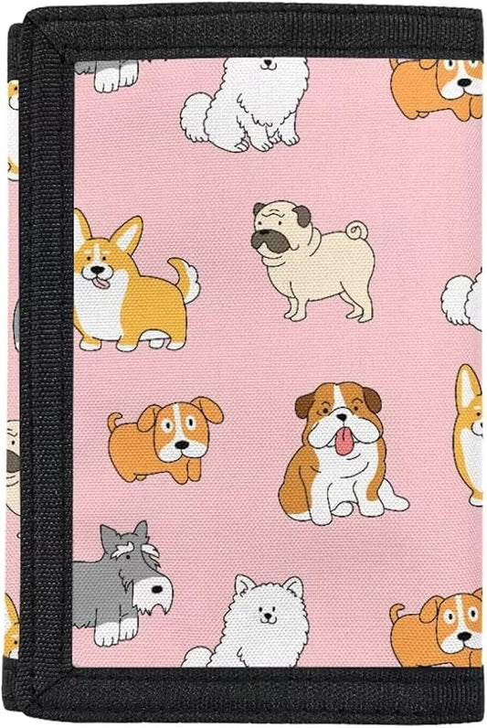 Dolyues Puppy Girls Wallets for Kids 9-12, Cute Dog Coin Holder, Teens Girls Money Organizer Moneybag for Toddler, Pink