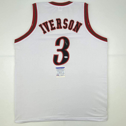Autographed/Signed Allen Iverson Philadelphia White Basketball Jersey PSA/DNA COA
