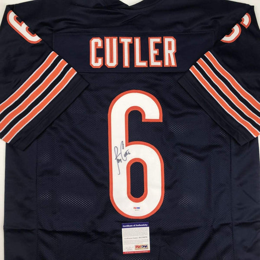 Autographed/Signed Jay Cutler Chicago Blue Football Jersey PSA/DNA COA