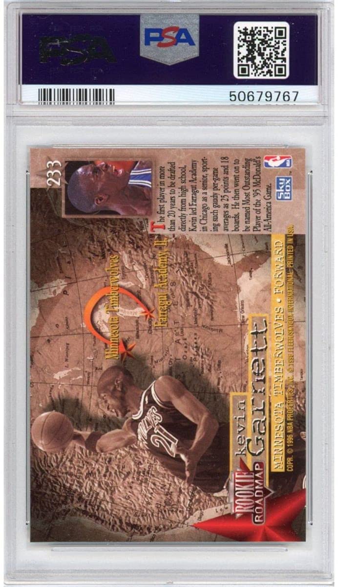 Graded 1995-96 Skybox Premium Kevin Garnett #233 Rookie RC Basketball Card PSA 10 Gem Mint