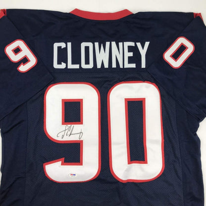 Autographed/Signed Jadaveon Clowney Houston Blue Football Jersey PSA/DNA COA Holo Only