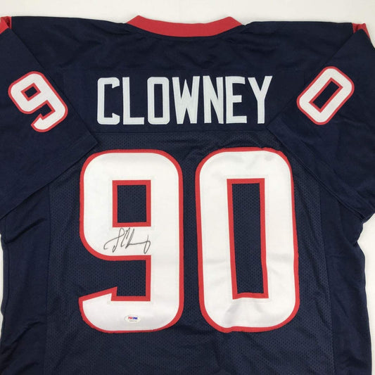 Autographed/Signed Jadaveon Clowney Houston Blue Football Jersey PSA/DNA COA Holo Only