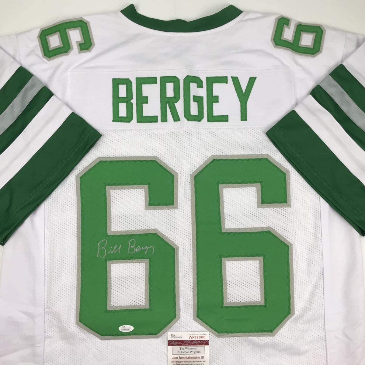 Autographed/Signed Bill Bergey Philadelphia White Football Jersey JSA COA