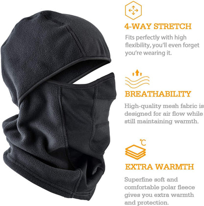 AstroAI Balaclava Ski Mask 2 Pack Winter Fleece Thermal Face Mask Cover for Men Women Warmer Windproof Breathable, Cold Weather Gear for Skiing, Outdoor Work, Riding Motorcycle & Snowboarding, Black