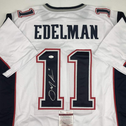 Autographed/Signed Julian Edelman New England White Football Jersey JSA COA