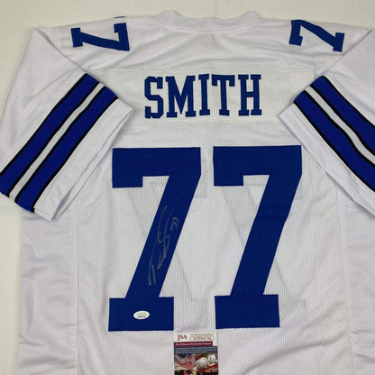 Autographed/Signed Tyron Smith Dallas White Football Jersey JSA COA