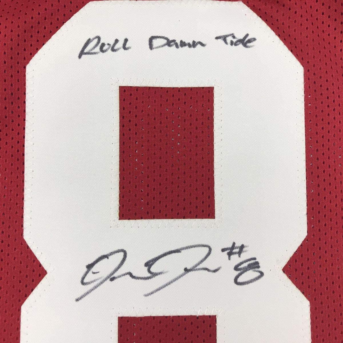 Autographed/Signed Josh Jacobs Roll Tide Alabama Red College Football Jersey Beckett BAS COA