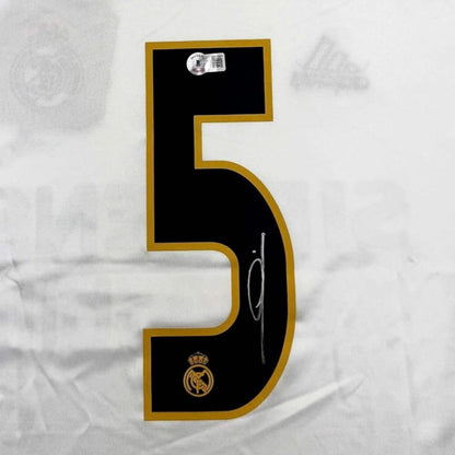 Framed Autographed/Signed Zinedine Zidane 35x39 Real Madrid White Soccer Jersey Beckett BAS COA