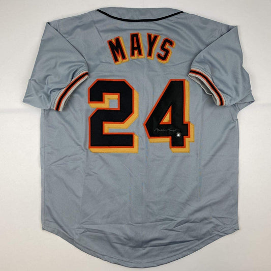 Autographed/Signed Willie Mays San Francisco Grey Baseball Jersey Say Hey Holo COA