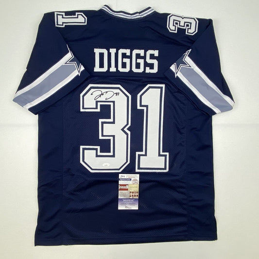 Autographed/Signed Trevon Diggs Dallas Dark Blue Football Jersey JSA COA