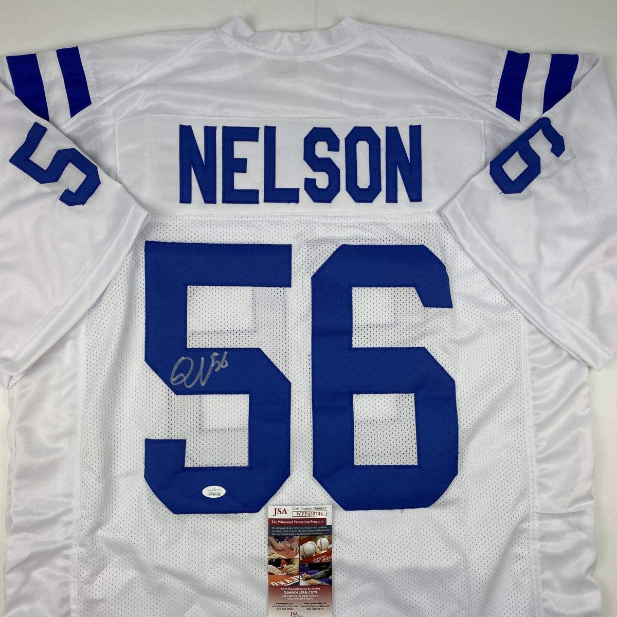 Autographed/Signed Quenton Nelson Indianapolis White Football Jersey JSA COA