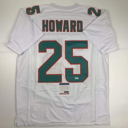 Autographed/Signed Xavien Howard Miami White Football Jersey PSA/DNA COA