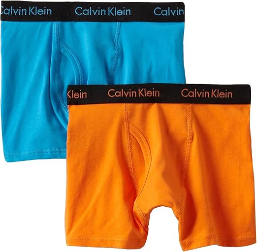 Calvin Klein Boy`s Modern Cotton Stretch Logo Boxer Briefs 2 Pack (B(37167600-543)/O, X-Small)