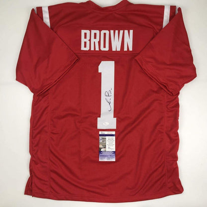 Autographed/Signed AJ A.J. Brown Ole Miss Red College Football Jersey JSA COA