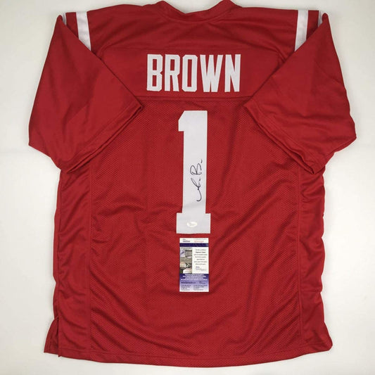 Autographed/Signed AJ A.J. Brown Ole Miss Red College Football Jersey JSA COA