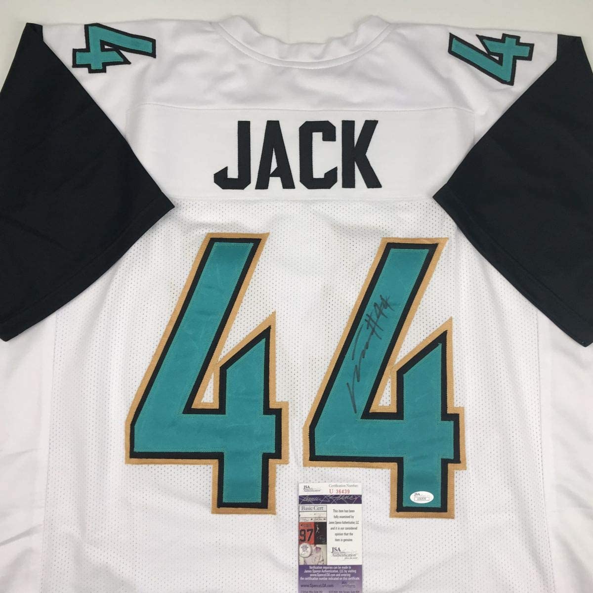 Autographed/Signed Myles Jack Jacksonville Retro White Football Jersey JSA COA