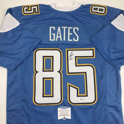 Autographed/Signed Antonio Gates Los Angeles LA Powder Blue Football Jersey Beckett BAS COA