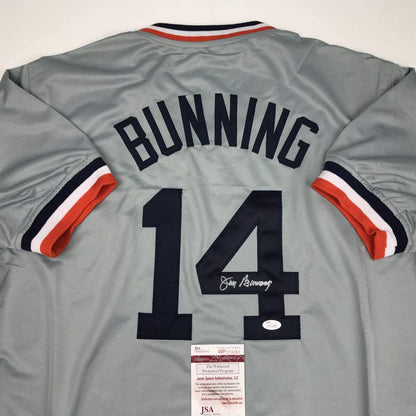 Autographed/Signed Jim Bunning Detroit Grey Baseball Jersey JSA COA
