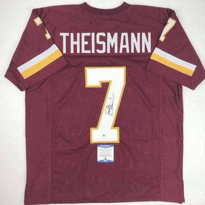 Autographed/Signed Joe Theismann Washington Burgundy Football Jersey Beckett BAS COA