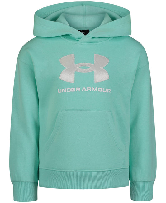 Under Armour Girls' Hoodie, Fleece Inner Layer & Cute Full Fit, Neo Turquoise Logo