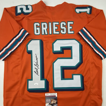 Autographed/Signed Bob Griese Miami Orange Football Jersey JSA COA