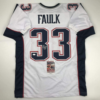 Autographed/Signed Kevin Faulk New England White Football Jersey JSA COA
