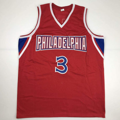 Autographed/Signed Allen Iverson Philadelphia Red Basketball Jersey JSA COA