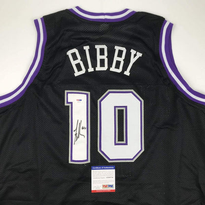 Autographed/Signed Mike Bibby Sacramento Black Basketball Jersey PSA/DNA COA